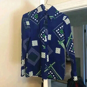 Vintage Miss Holly button down polyester shirt.